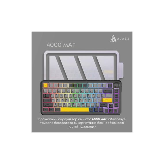 Клавіатура Ajazz AK820 MAX PLUS Daydream Switch RGB Wireless/Bluetooth/USB Black (AK820MAX-DD-BGY) | Зображення 3