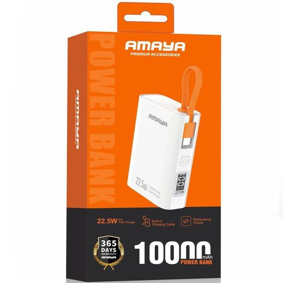 Портативное ЗУ Power Bank Amaya FD50 22.5W with display and cable 10000 mAh White | Зображення 1