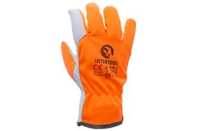 Перчатка Intertool - комбинированная козья кожа флуоресцентная оранжевая 10" (SP-0173)