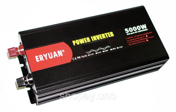 Преобразователь напряжения Eryuan 12V → 220V 5000W с LCD и вольтметром ∙ Инвертор 12-220 чистый синус Eryuan 5000 Вт | Зображення 4