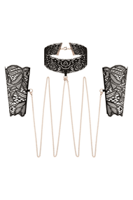 Мереживні наручники та комір Rosy Gold Lace Cuffs and Collar Чорні One Size