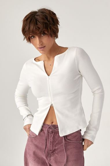 Приталений лонг на блискавці - молочний цвет, XL (є розміри) | Зображення 4