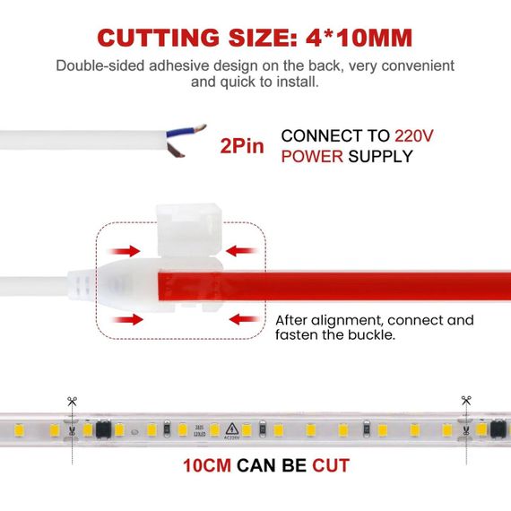 Світлодіодна LED стрічка PROLUM™ 2835\120 IP67 220V Series "S", Тепло-Білий (2800-3200K) | Зображення 8