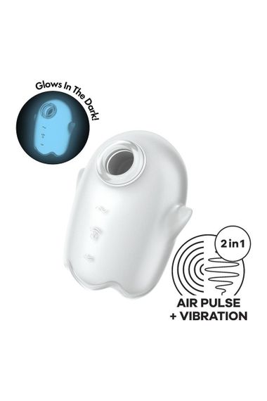Вакуумний вібратор Satisfyer Glowing Ghost світиться у темряві, білий, 8.4 см. Sex Aura | Зображення 1