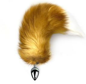 Металева анальна пробка з хвостом із натурального хутра Art of Sex size M Red fox Sex Aura
