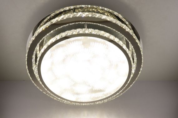 Люстра стельова кришталева LED з пультом 25671 Хром 18х80х80 см. | Зображення 6