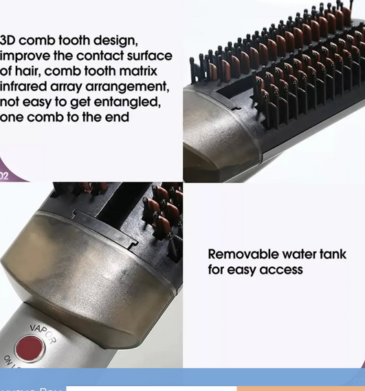 Расческа-фен Hair Steam Brush INFRARED+SPRAY HOTairCOMB 3в1 ∙ Утюжок и фен Hair Steam Brush для выпрямления волос | Зображення 3