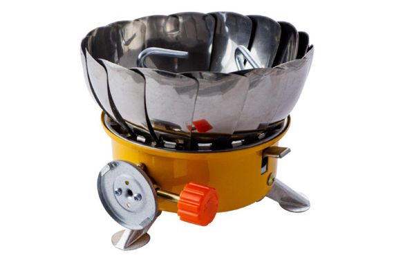 Портативная газовая плита Тюльпан с ветрозащитой 210*210*100мм СИЛА