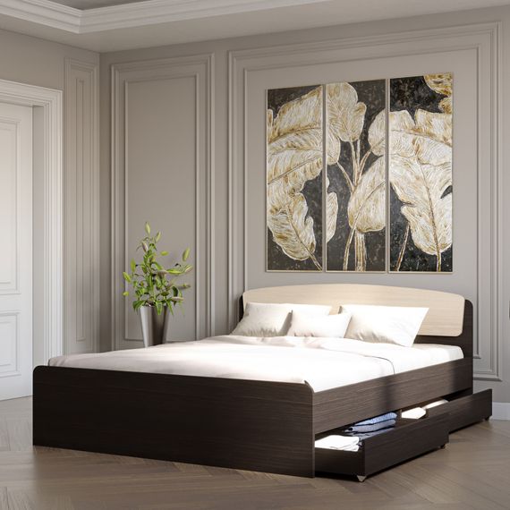 Двоспальне ліжко Еверест Асторія з двома ящиками 160х200 см венге/дуб молочний (EVR-2488) | Зображення 2