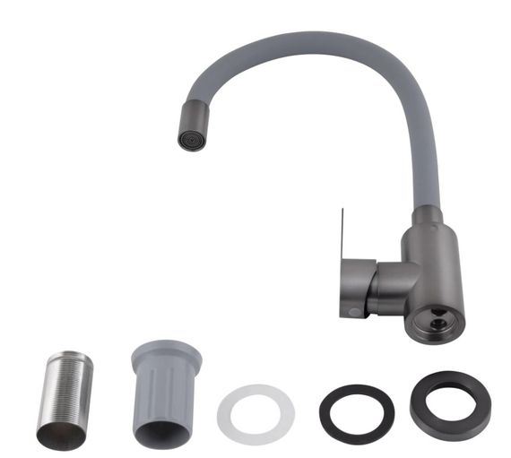 Змішувач для кухні Brinex Pure 015F3 з гнучким виливом Graphite/Grey BRIPUR015F3GRG | Зображення 2