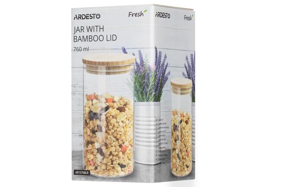 Банка для хранения Ardesto Fresh, круглая, 760 мл, стекло, бамбук (AR1376BLR) | Зображення 1