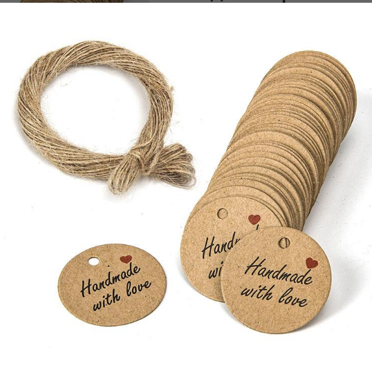 Бирка "Hand made with love" (100 шт)