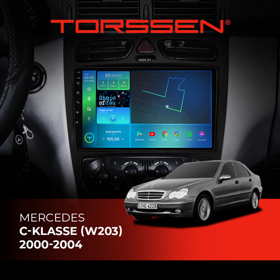 Штатна магнітола Torssen Mercedes C-klasse (W203) 2000-2004 NF9 Carplay