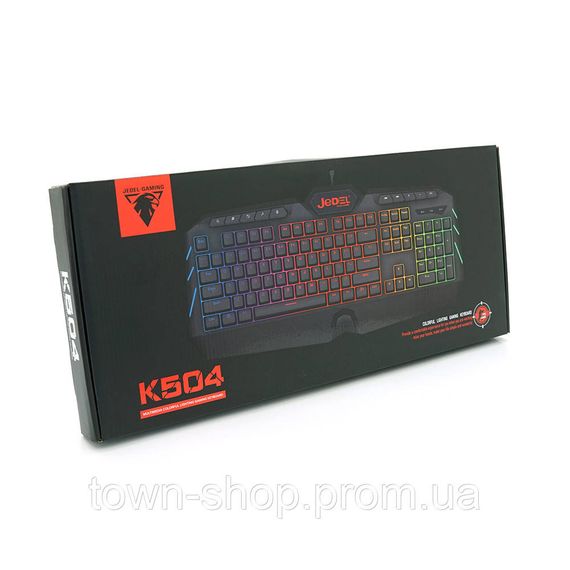 Клавиатура с подсветкой USB JEDEL K504, длина кабеля 170см, (Eng/Укр/Рус), (483х188х35 мм) Black, 104к, Q20 | Зображення 1