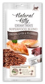 Жидкое лакомство для котов с курицей Natural Kitty Creamy Treats Chicken, Chicken Liver & Flaxseed, 4 шт х 12 гр