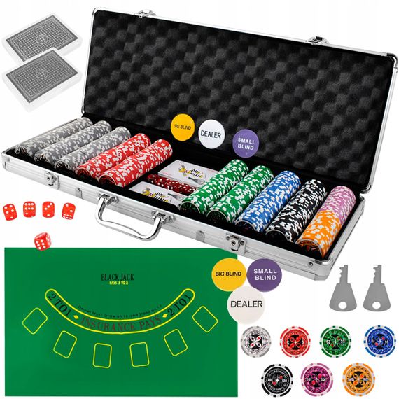 Покерний набір 500 жетонів із номіналом у валізі HQ 23529