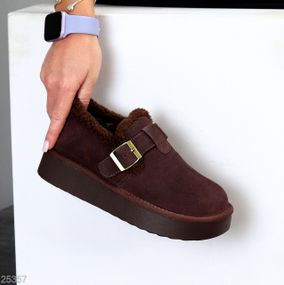 Шоколадные замшевые угги автоледи на утолщенной подошве 39