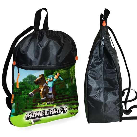 Рюкзак-мешок для обуви,спортивной формы Майнкрафт "Minecraft" детская сумка для сменки с расширителем (01263)