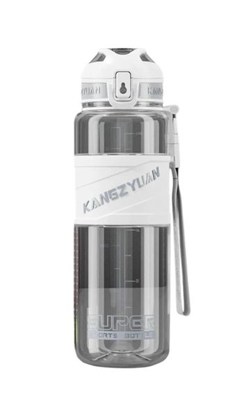 Спортивная бутылка для воды KANGZYUAN 700 мл Белая, Tritan (BPA Free), ударопрочная с ремешком | Зображення 1
