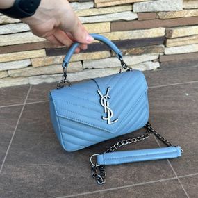 Сумка жіноча маленька через плече крос-боді стьобана стильна на ланцюжку Блакитна (1227)