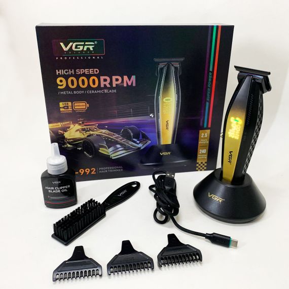 Машинка для стрижки волосся з потужним мотором XPRO VGR V-992 GOLD з насадками 1-2-3 мм | Зображення 4