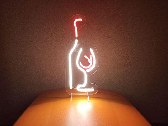 Неоновий світильник Пляшка вино бокал 300х130 acr-n000002 | Зображення 1