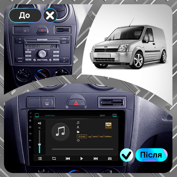 Штатная магнитола 9" Lesko для Ford Transit Connect I Рестайлинг 2009- Top 2/32 4G WiFi GPS Форд | Зображення 2