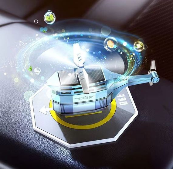 Автомобильный ароматизатор Вертолёт на солнечной батарее Drone Car Fragrance с вращением 360° | Зображення 4