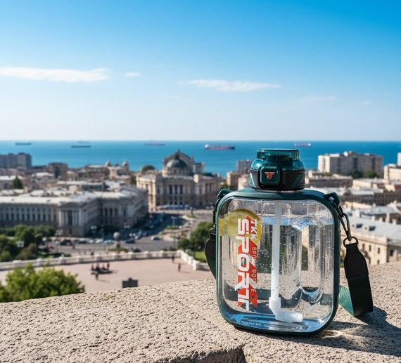 Спортивна пляшка TKK SPORT (2100 мл) — Ударостійкий Tritan, Зелена прозора з ручкою та трубочкою | Зображення 8