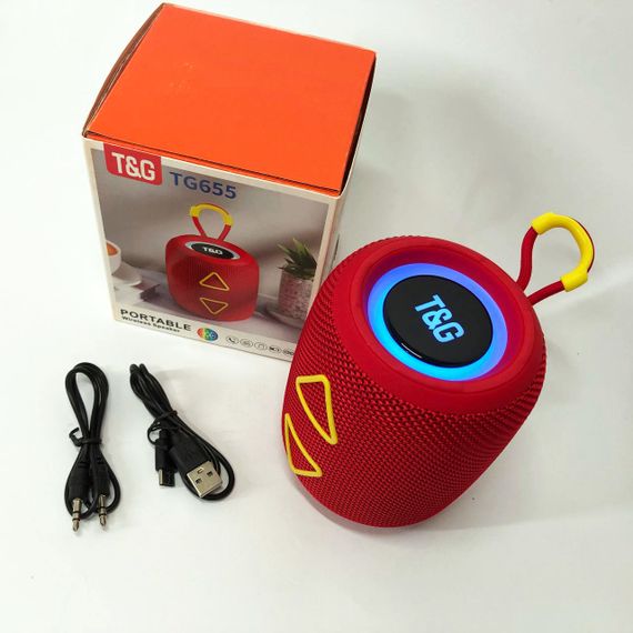 Портативна колонка TG655 5W з RGB підсвічуванням та ремінцем, бездротова колонка потужна. Колір: червоний | Зображення 1