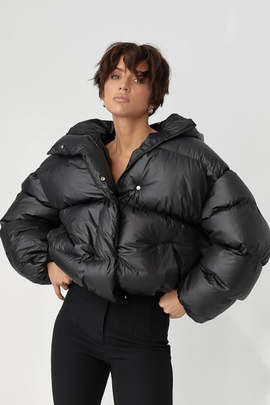 Жіноча тепла куртка оверсайз - чорний цвет, ONE SIZE (є розміри) | Зображення 1