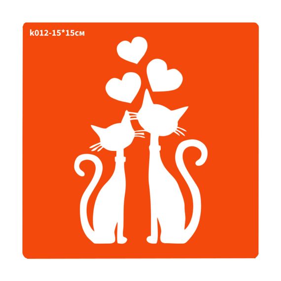 Трафарет для біо-тату Котик k012-15*15см, розмір 15х15см