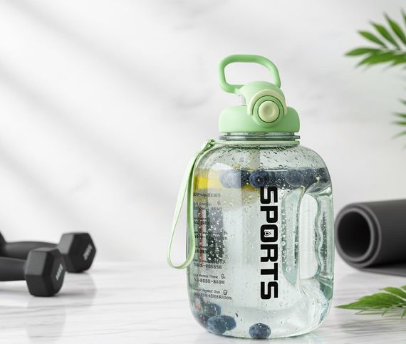 Большая спортивная бутылка для воды SPORTS (1600 мл) — Зеленый градиент, матовый корпус с ручкой | Зображення 5