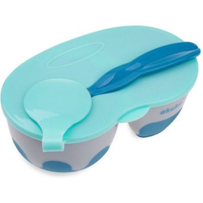 Набор детской посуды Akuku на 2 отделения с ложкой Серо-голубой (A0303) | Зображення 1