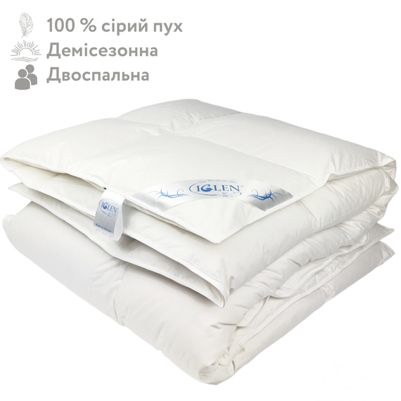 Демісезонна ковдра зі 100% сірим гусячим пухом двоспальна IGLEN ROSTER 160х215 (16021511G)