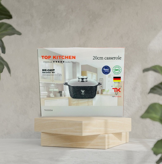 Каструля-казан квадратна з мармуровим покриттям 20 х 9,5см /2,7Л Top Kitchen ТК00054  Чорна | Зображення 1