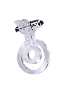 Прозоре ерекційне віброкільце подвійне з язичком