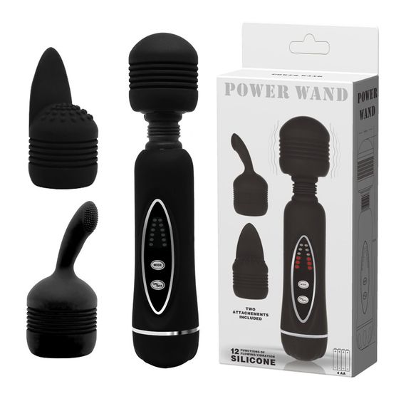 Вібратор зі змінними насадками - Power Wand Massage Kit Black Sex Aura