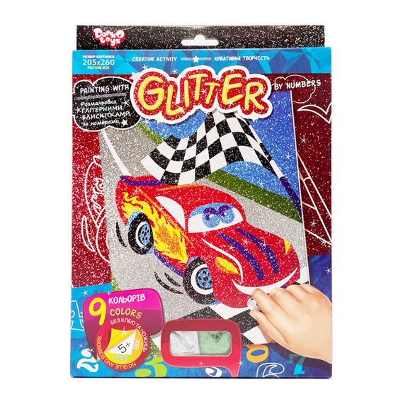 Раскраска глиттерными блестками по номерам "Тачки" РГН-02-02 мини 20,5х26 см
