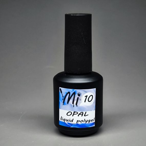 Жидкий полигель Мі OPAL #10 голубой с шиммером 15мл (бутылочка с кисточкой)