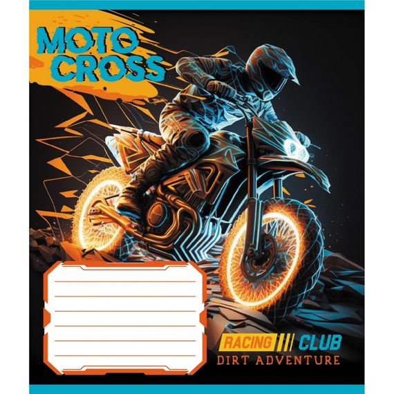 Тетрадь ученическая "Мотокрос" 012-520071L-1 в линию, 12 листов