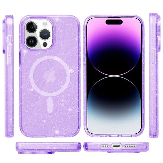 Чехол TPU Galaxy Sparkle (MagFit) для Apple iPhone 14 Pro (6.1") Purple+Glitter | Зображення 1