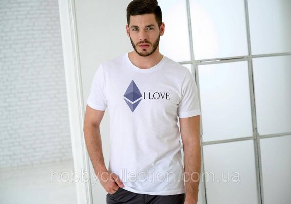 Футболка чоловіча із принтом "ETH i Love" біла | Зображення 1