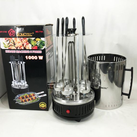 Шашличниця електрична Domotec MS-7781 на 6 шампурів 1000Вт вертикальна з нержавіючої сталі UQ-48 | Зображення 7