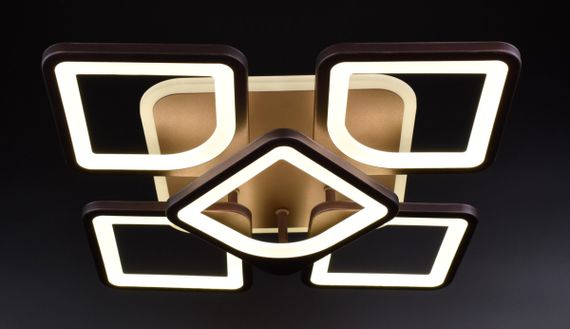 Люстра світлодіодна стельова LED світильник для квартири на стелю лед з пультом 25859 Коричневий 11х40х40 см. | Зображення 1