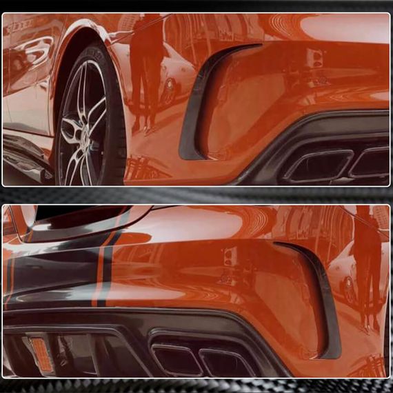 Накладки на задний бампер V1 (для AMG-Line / CLA45 AMG SD, Карбон) для Mercedes CLA C117 2013-2019 гг | Зображення 3