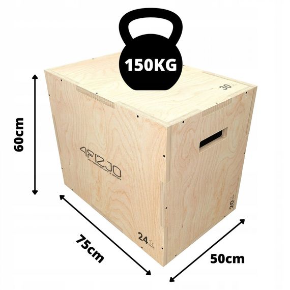 Пліометричний бокс 4FIZJO 3 в 1 75 x 60 x 50 см дерев'яний 4FJ0530 (P-5907739317469) | Зображення 4