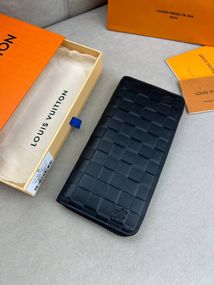 Гаманець чорний Louis Vuitton Brazza Damier Infini (блискавка) k417