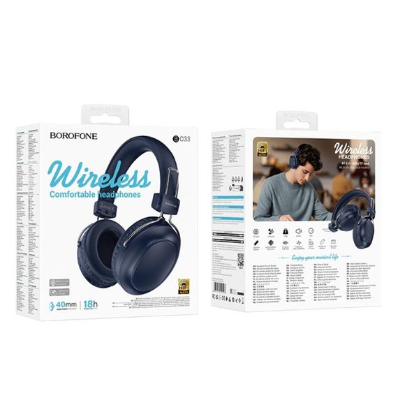 Бездротові навушники BOROFONE BO33 Melody BT headphones Blue | Зображення 1