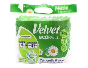 Velvet туалетная бумага Camomile&Aloe Eco Roll 4=8 рулонов 3 слоя 300 отрывов